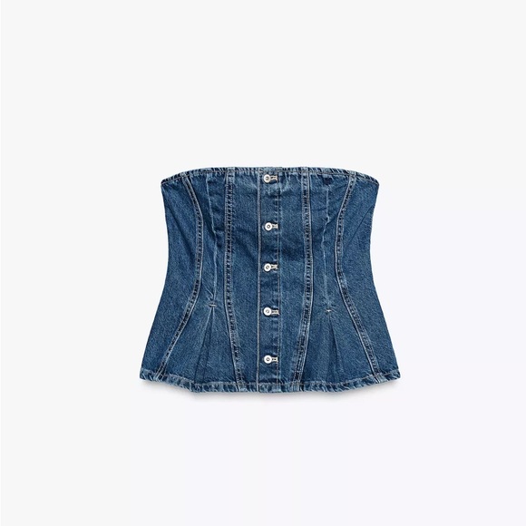 ZARA Denim Bandeau Top - Picture 5 of 7